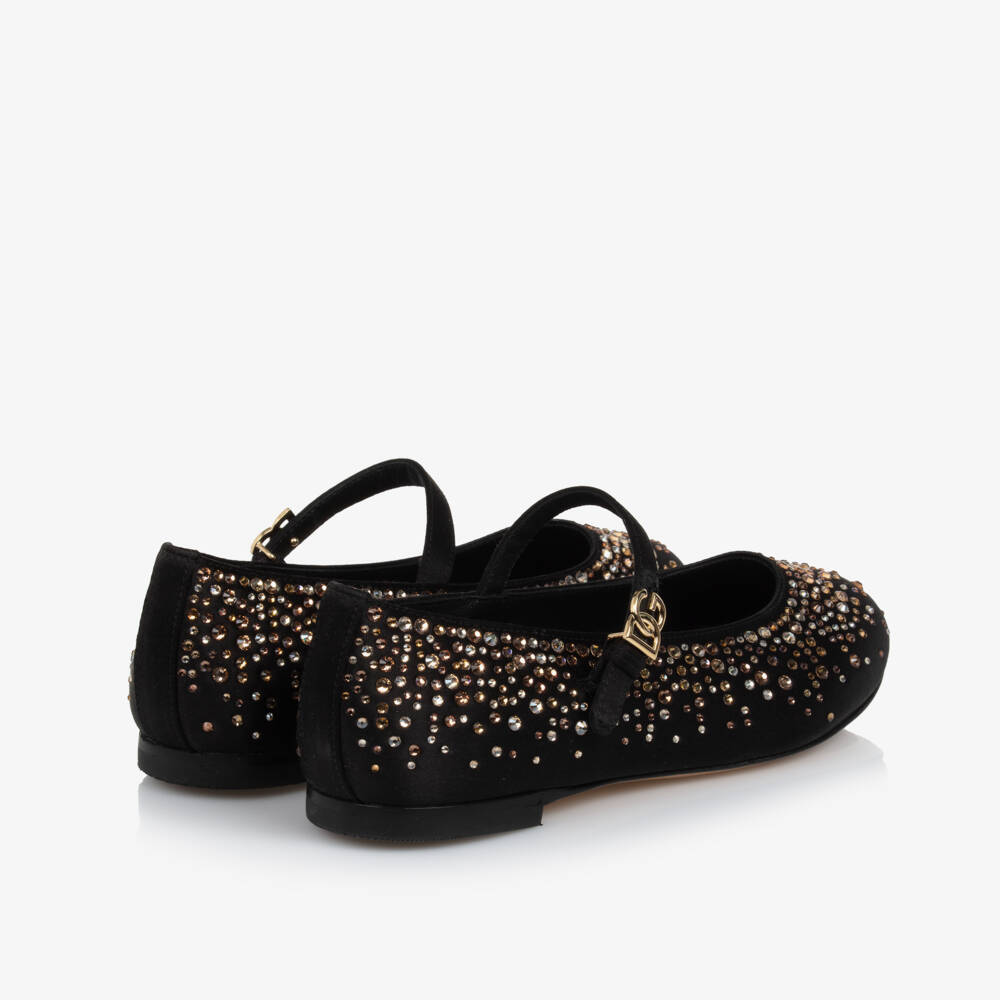 Dolce & Gabbana-Балетки из атласа с драгоценными камнями для девочек | Childrensalon Outlet