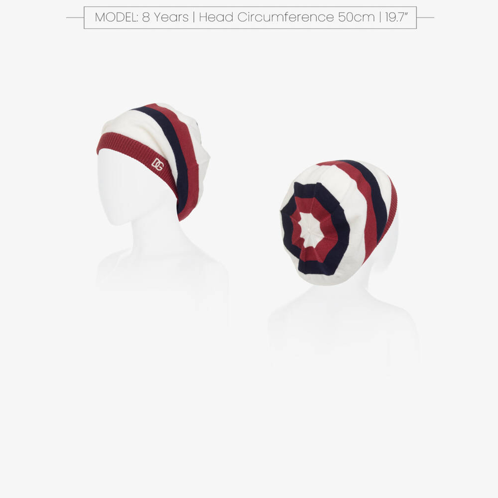 Dolce & Gabbana-Girls Scarlet and Navy Stripe Beret | Childrensalon Outlet