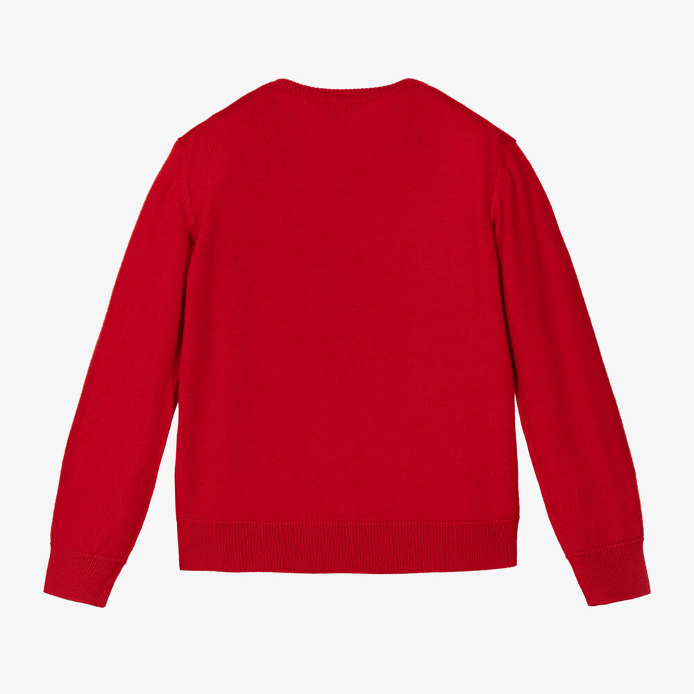 Dolce & Gabbana-Girls Scarlet Wool Floral Cardigan | Childrensalon Outlet