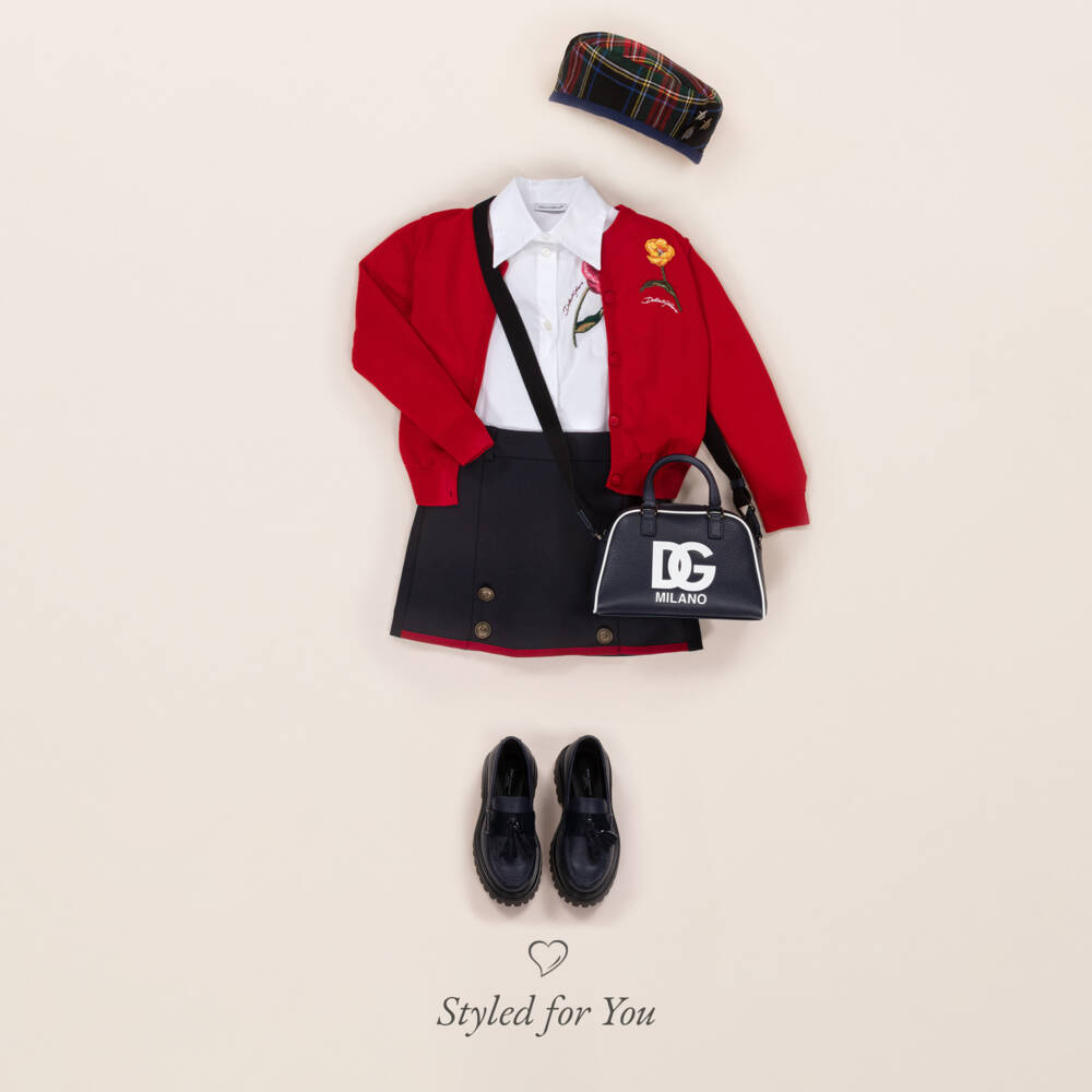 Dolce & Gabbana-Girls Scarlet Wool Floral Cardigan | Childrensalon Outlet