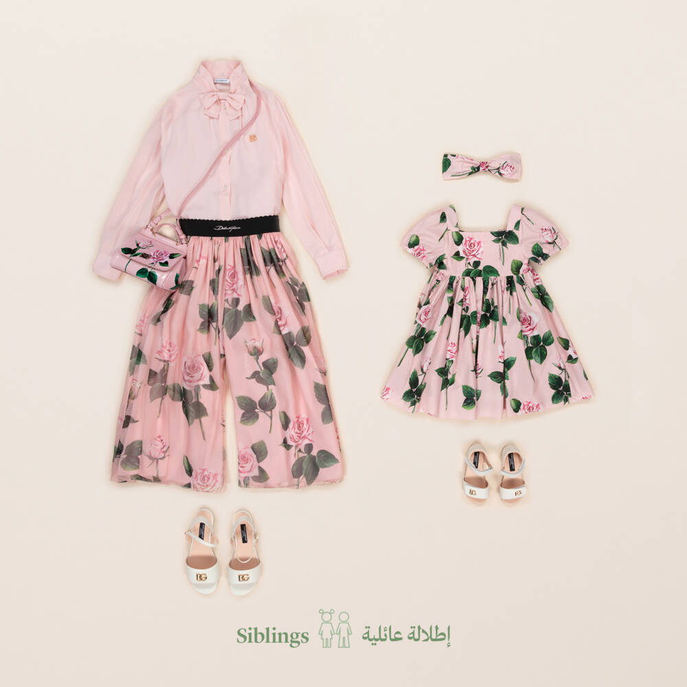 Dolce & Gabbana-Girls Silk Blossom Pink Trousers | Childrensalon Outlet