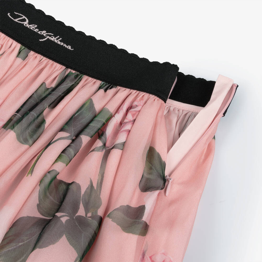Dolce & Gabbana-Girls Silk Blossom Pink Trousers | Childrensalon Outlet