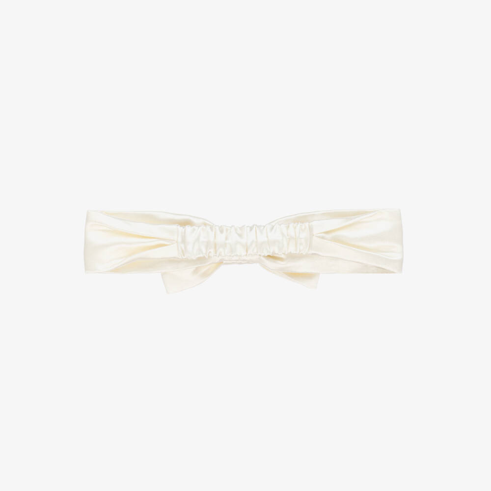Dolce & Gabbana-Girls Silk Ivory Bow Hairband | Childrensalon Outlet