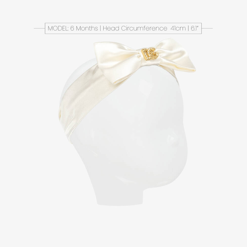 Dolce & Gabbana-Girls Silk Ivory Bow Hairband | Childrensalon Outlet