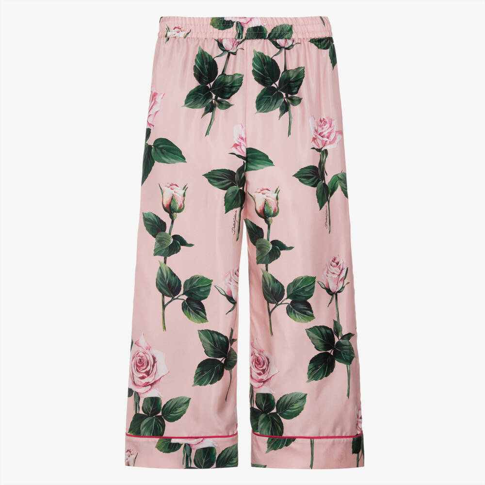 Dolce & Gabbana-Шелковые розовые брюки для девочек | Childrensalon Outlet