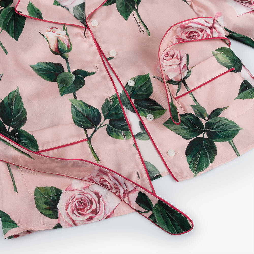 Dolce & Gabbana-Шелковая блузка с лепестками роз для девочек | Childrensalon Outlet