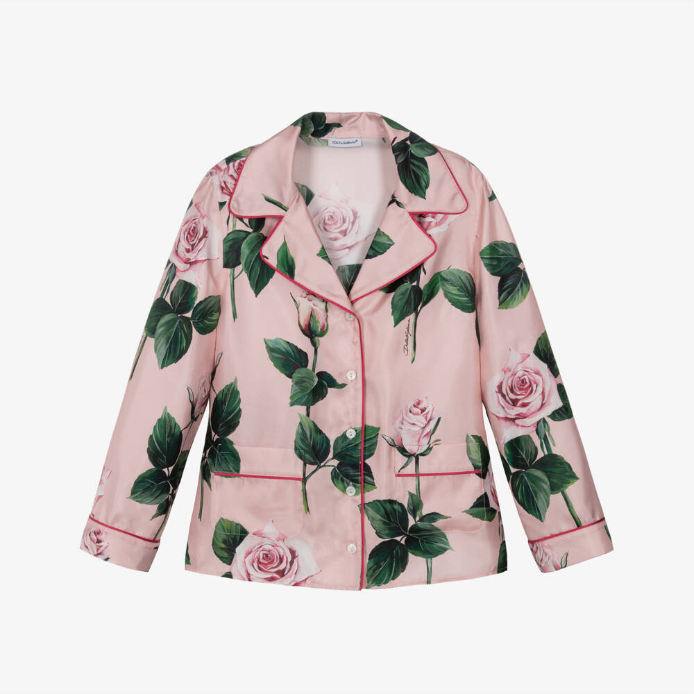 Dolce & Gabbana-Шелковая блузка с лепестками роз для девочек | Childrensalon Outlet