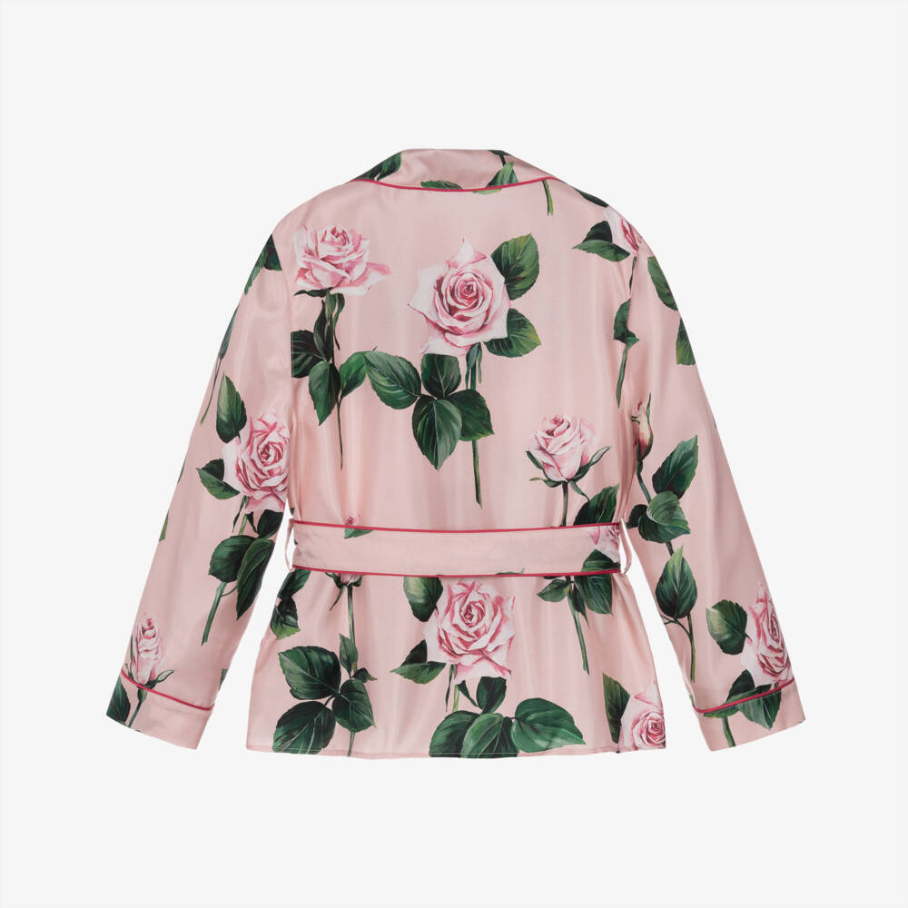 Dolce & Gabbana-Шелковая блузка с лепестками роз для девочек | Childrensalon Outlet