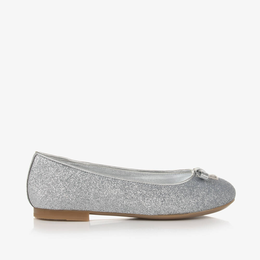 Dolce & Gabbana-Girls Silver Glitter Ballet Flats | Childrensalon Outlet