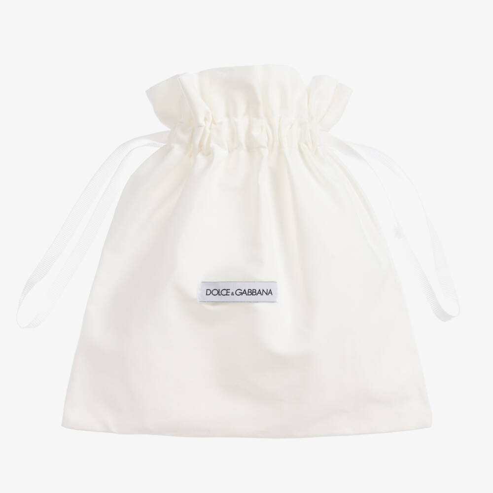 Dolce & Gabbana-Girls Silver Leather Logo Shoes | Childrensalon Outlet