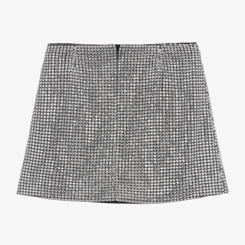 Dolce & Gabbana-Girls Silver Rhinestones Skirt | Childrensalon Outlet