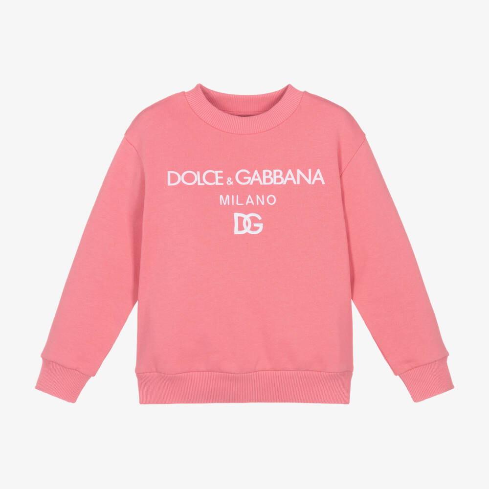 Dolce & Gabbana-Girls Soft Pink Cotton Jumper | Childrensalon Outlet