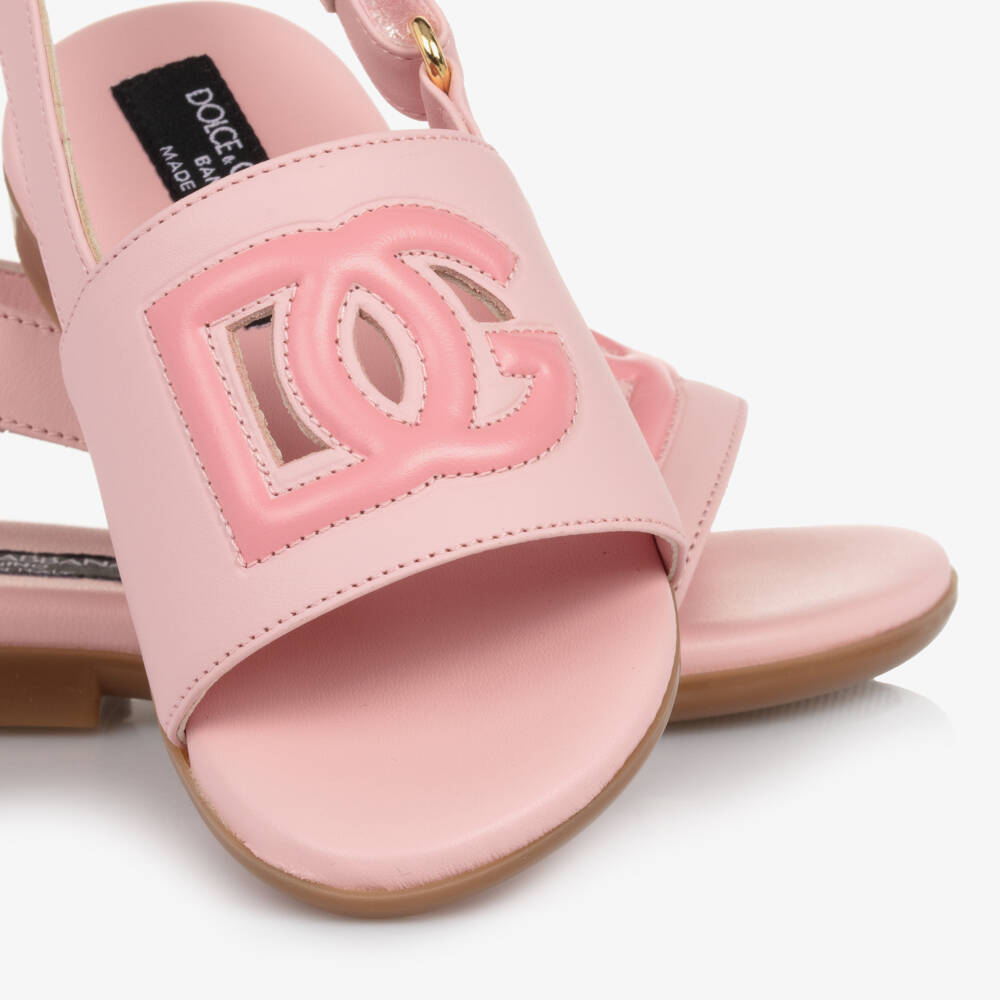 Dolce & Gabbana-Girls Soft Rose Leather Footwear | Childrensalon Outlet