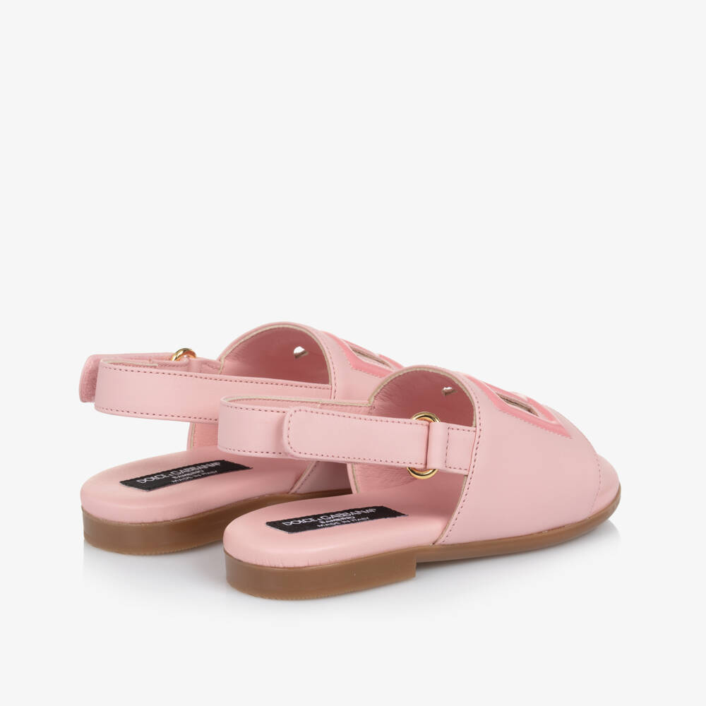 Dolce & Gabbana-Girls Soft Rose Leather Footwear | Childrensalon Outlet