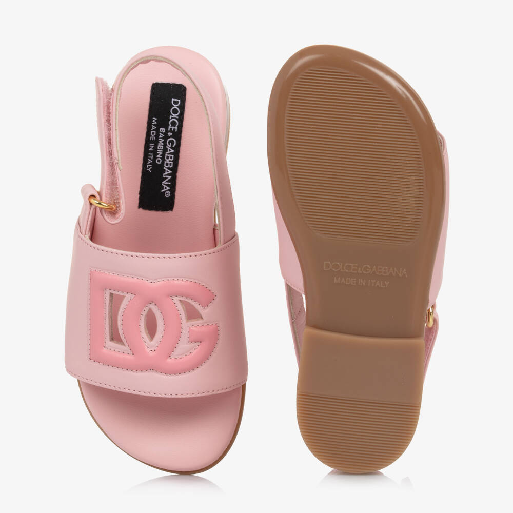 Dolce & Gabbana-Girls Soft Rose Leather Footwear | Childrensalon Outlet