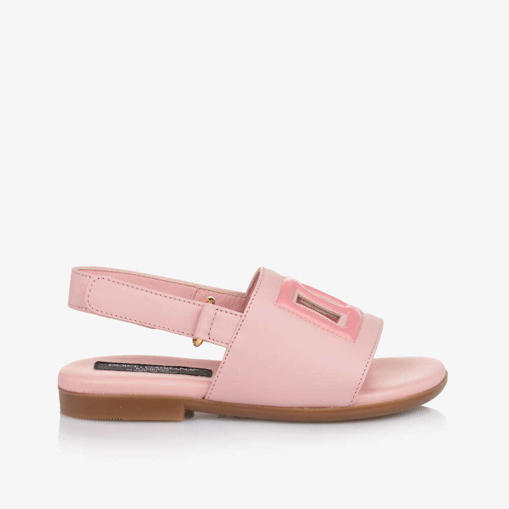 Dolce & Gabbana-Girls Soft Rose Leather Footwear | Childrensalon Outlet