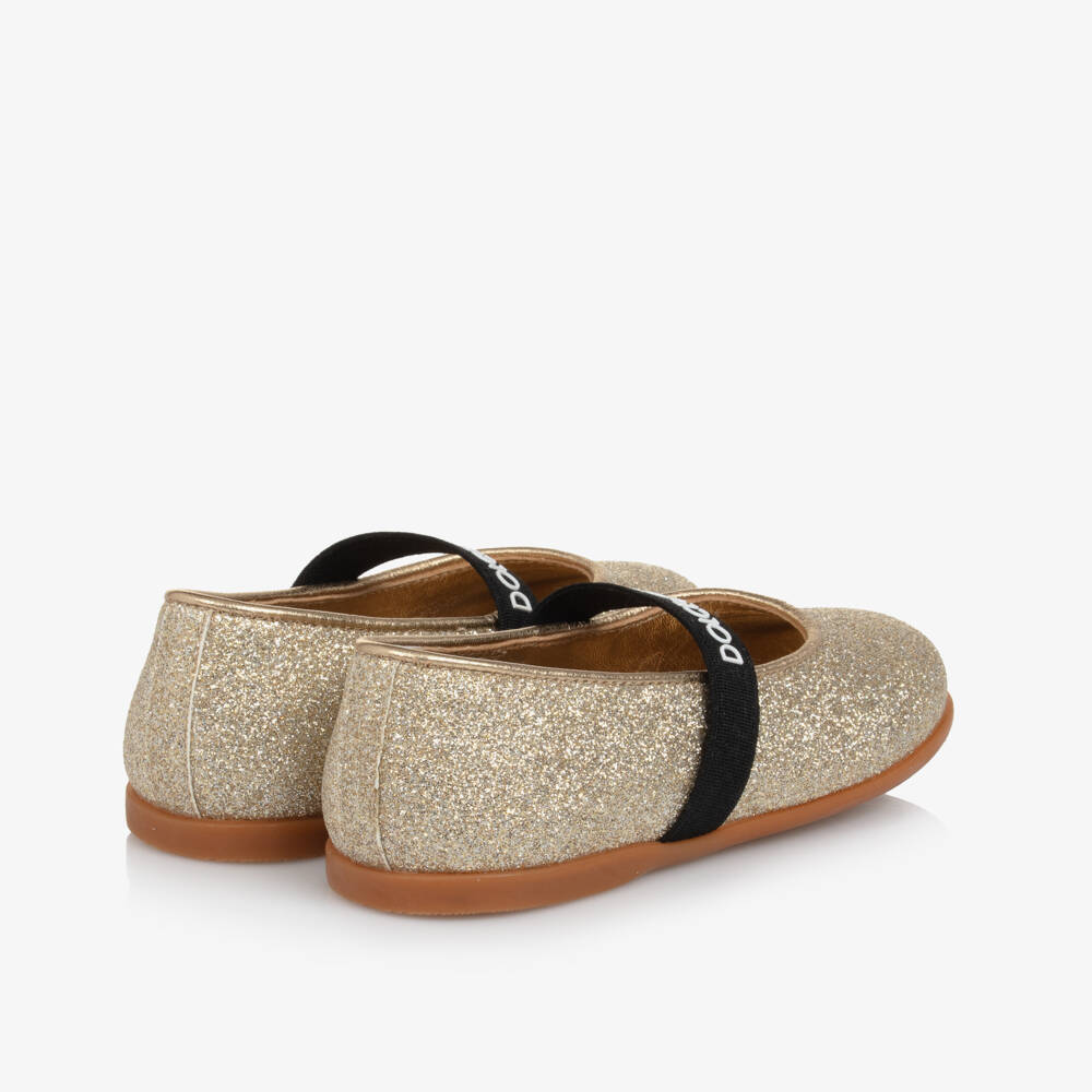 Dolce & Gabbana-Girls Sparkling Gold Leather Flats | Childrensalon Outlet