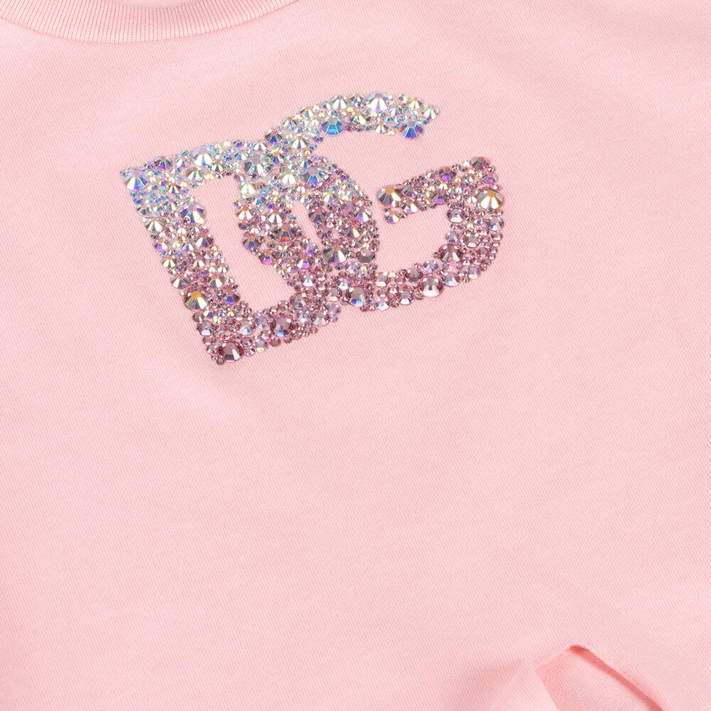 Dolce & Gabbana-Girls Sparkling Pink Logo Tee | Childrensalon Outlet