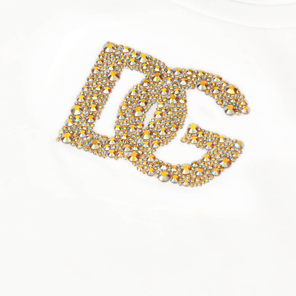 Dolce & Gabbana-Girls Sparkling White Logo Tee | Childrensalon Outlet