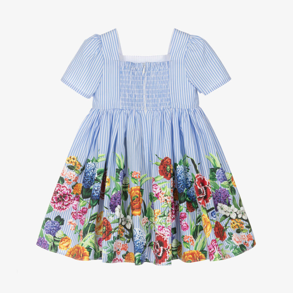 Dolce & Gabbana-Girls Striped Floral Cotton Dress | Childrensalon Outlet