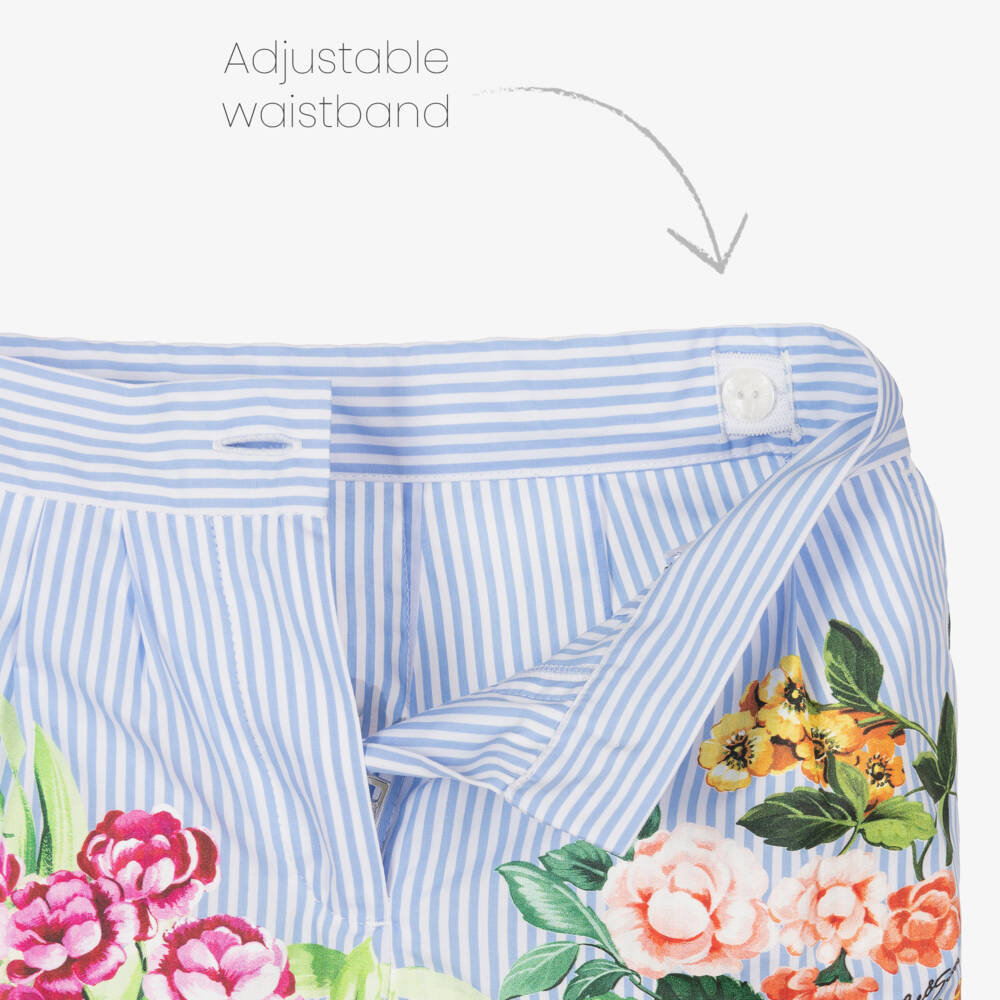 Dolce & Gabbana-Girls Striped Floral Cotton Shorts | Childrensalon Outlet