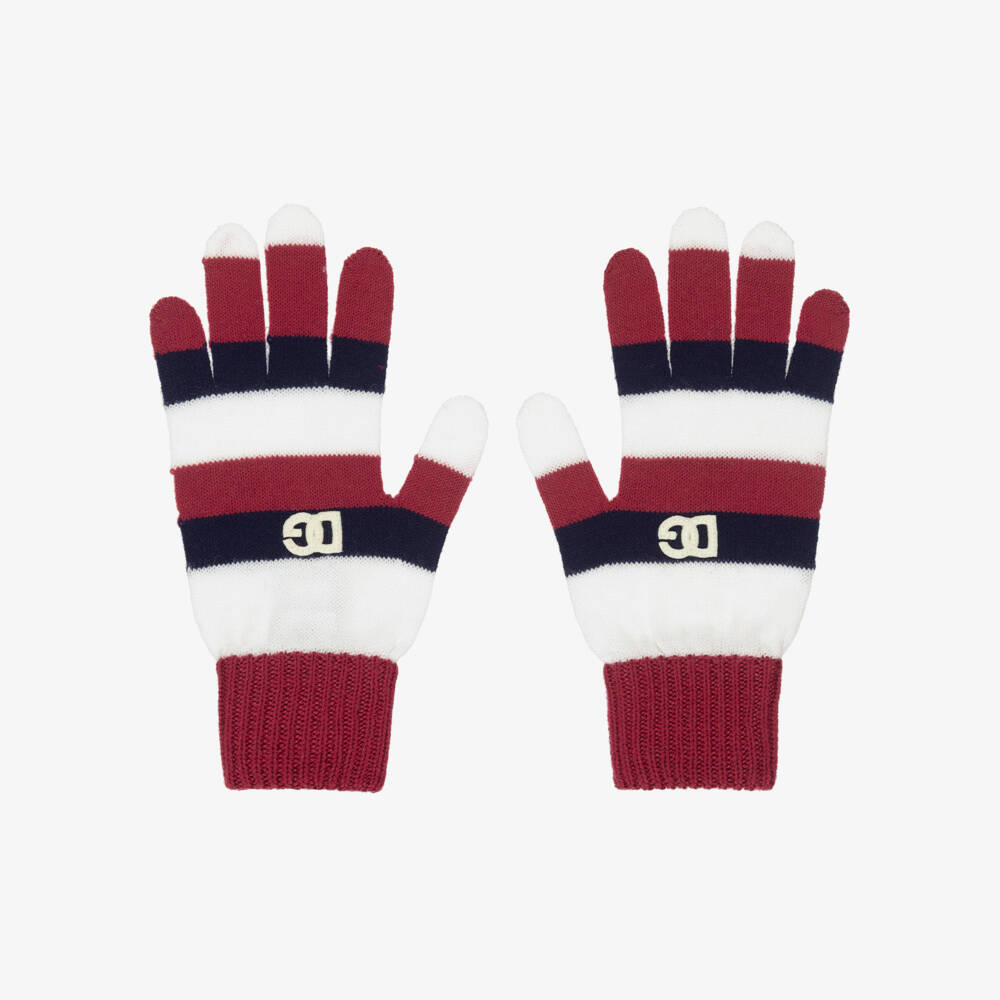 Dolce & Gabbana-Girls Striped Wool Knit Gloves | Childrensalon Outlet