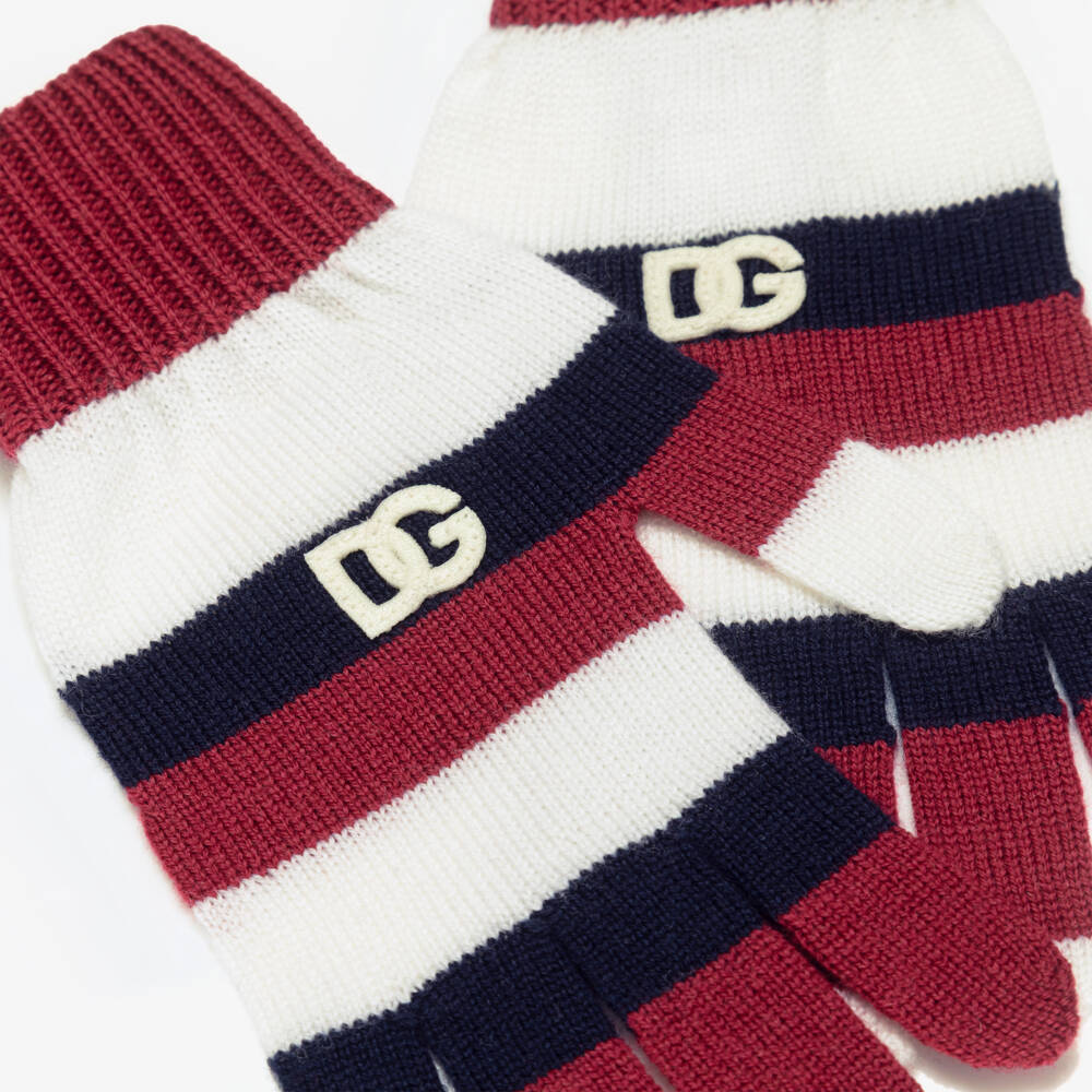 Dolce & Gabbana-Girls Striped Wool Knit Gloves | Childrensalon Outlet