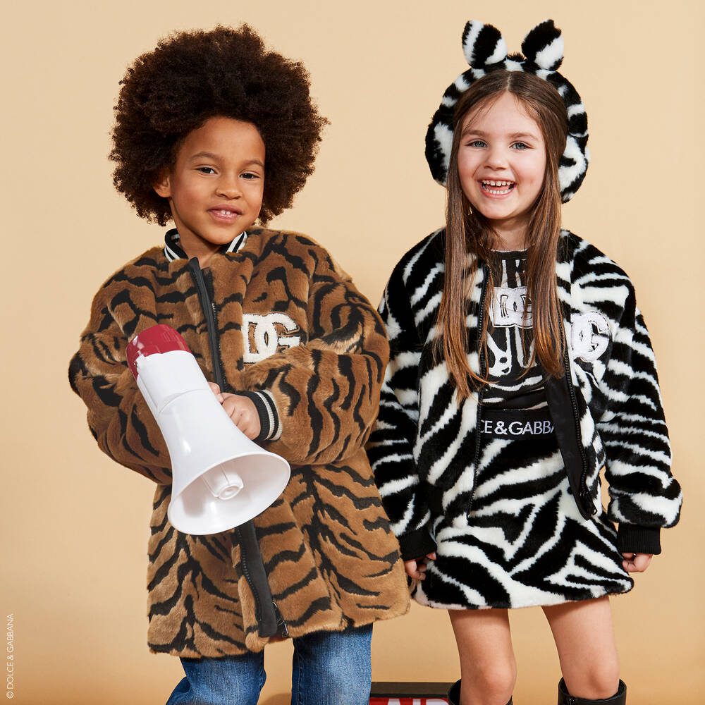 Dolce Gabbana Girls Tan Brown Tiger Coat Childrensalon Outlet