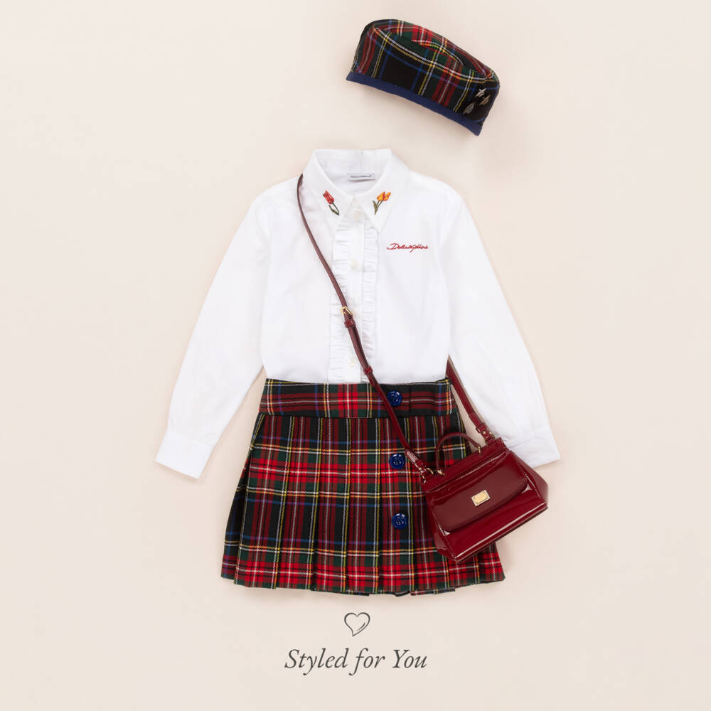 Dolce & Gabbana-Girls Tartan Skirt with Pleats | Childrensalon Outlet