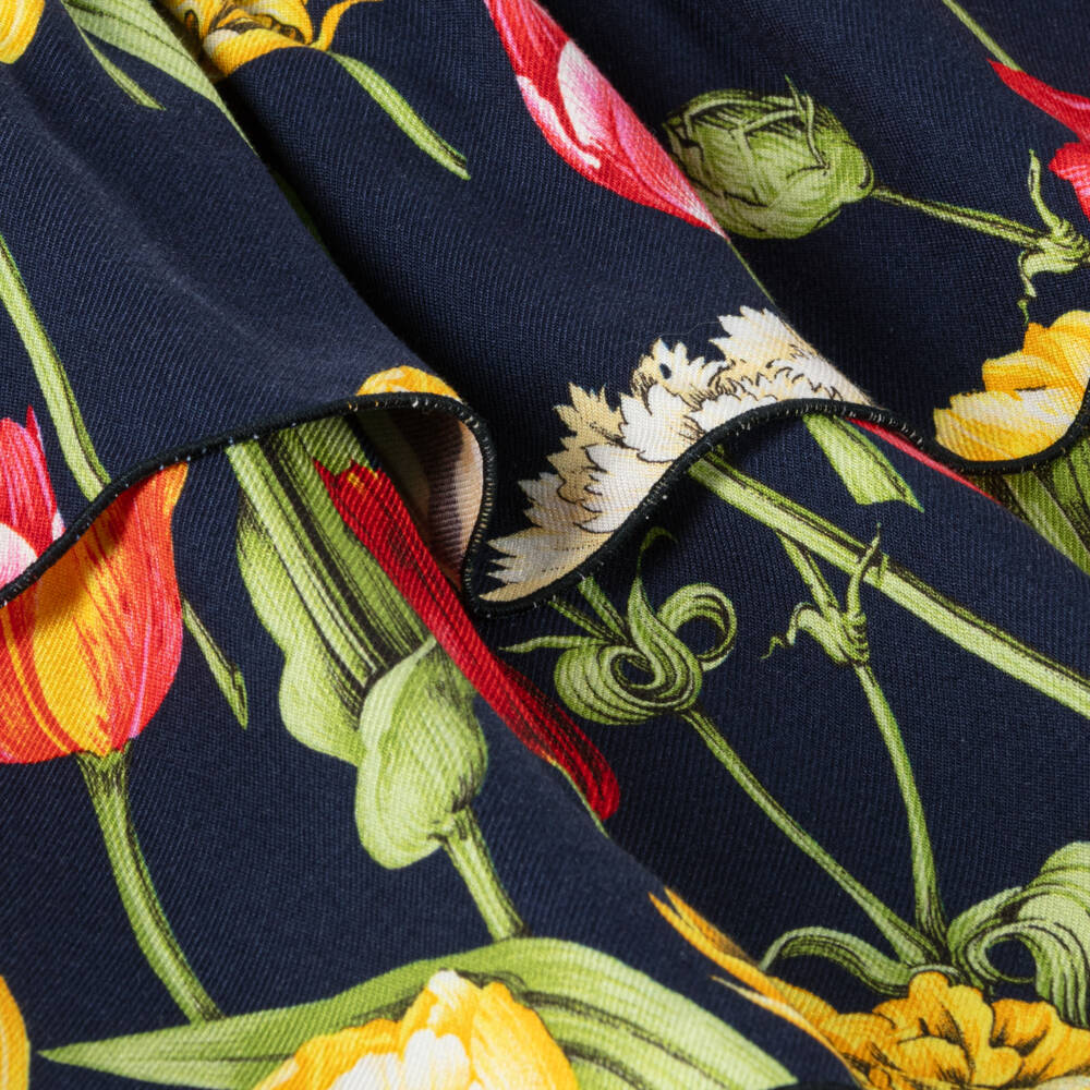 Dolce & Gabbana-Girls Tulip Patterned Navy Skirt | Childrensalon Outlet