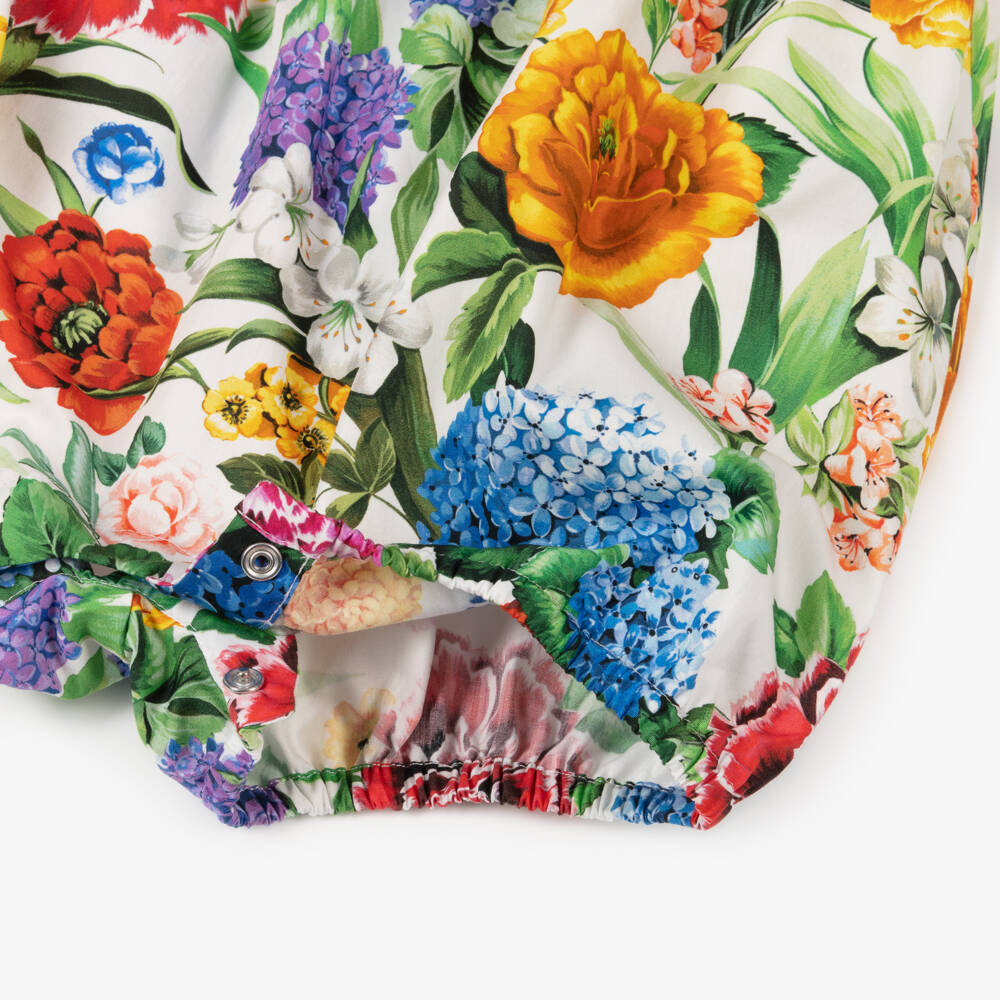 Dolce & Gabbana-Girls Vibrant Blossom Cotton Romper | Childrensalon Outlet