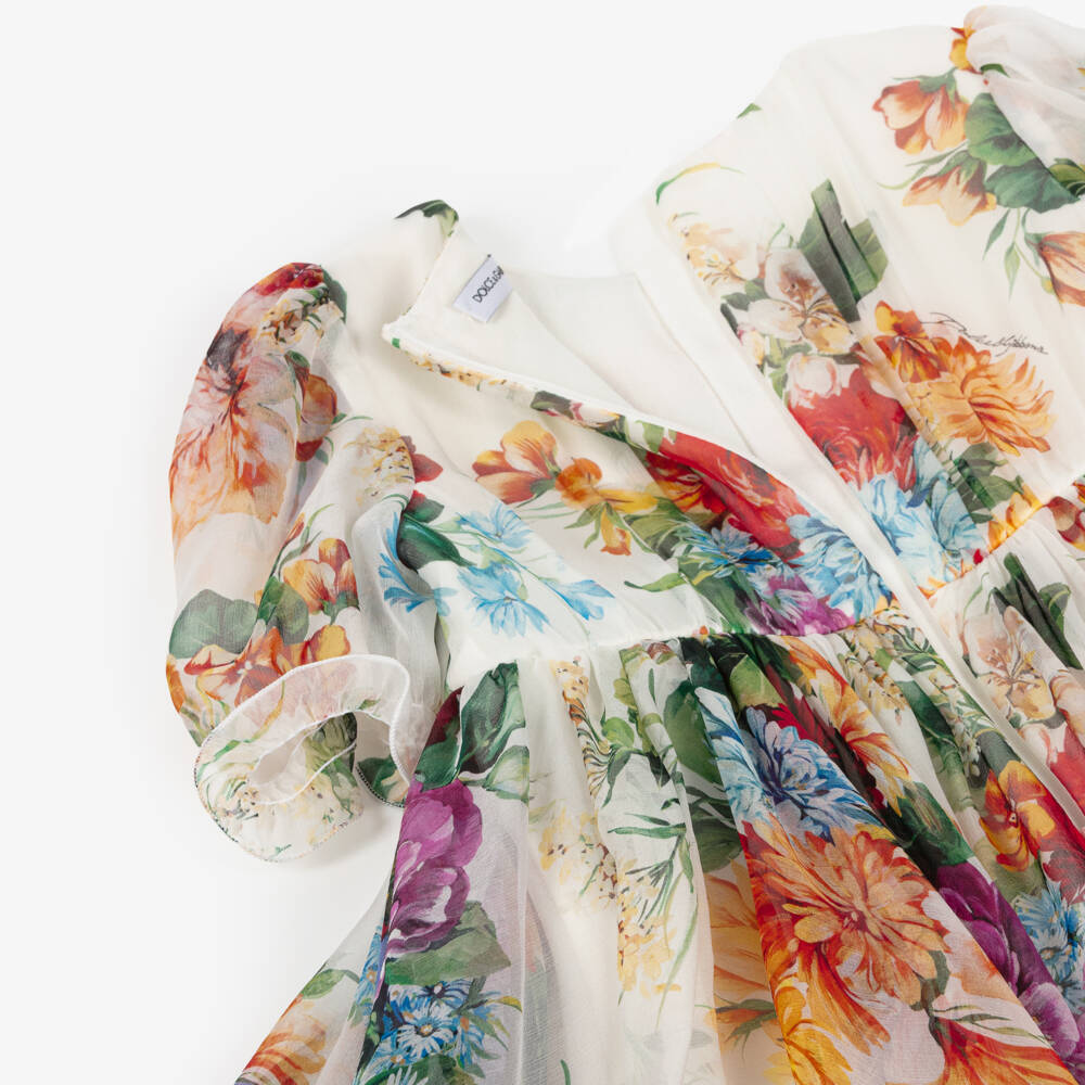 Dolce & Gabbana-Яркое шифоновое платье из шелка для девочек | Childrensalon Outlet