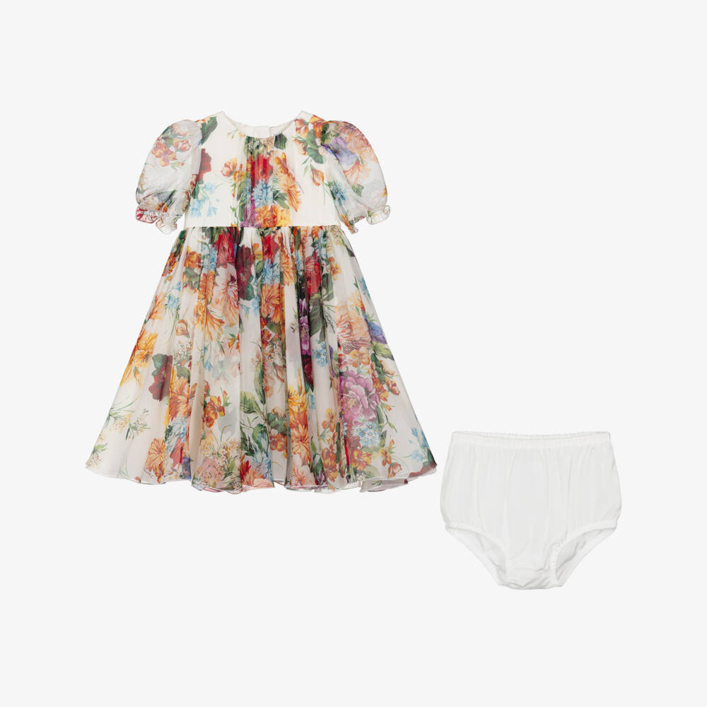 Dolce & Gabbana-Яркое шифоновое платье из шелка для девочек | Childrensalon Outlet