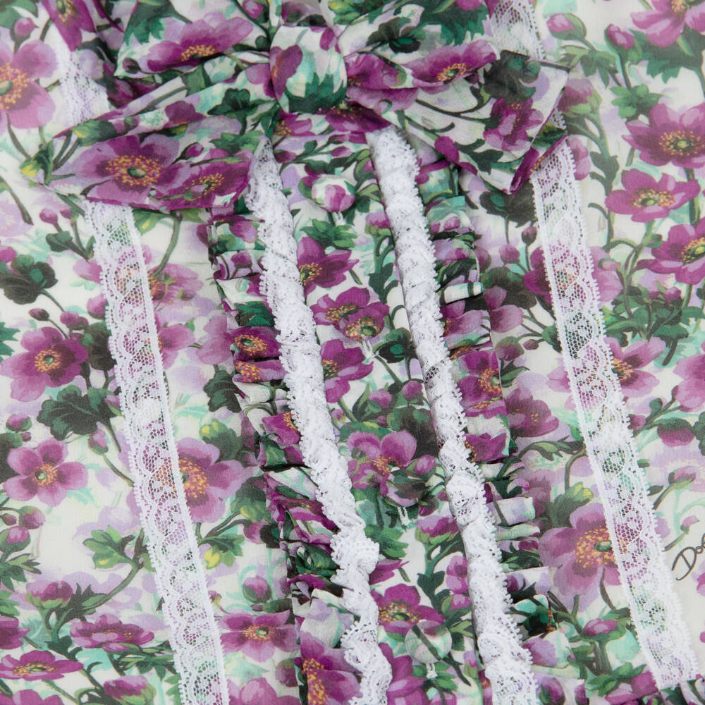 Dolce & Gabbana-Girls Violet Purple Floral Pure Silk Chiffon Dress | Childrensalon Outlet