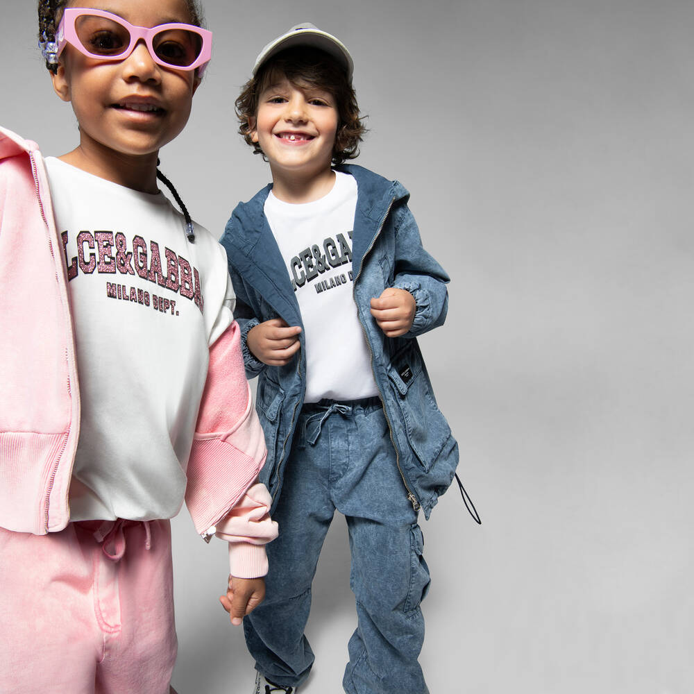 Dolce & Gabbana-Girls Washed Pink Cotton Joggers | Childrensalon Outlet