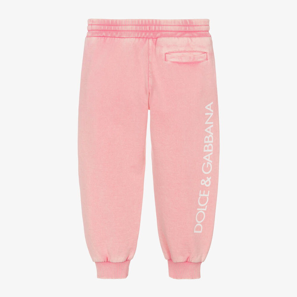 Dolce & Gabbana-Girls Washed Pink Cotton Joggers | Childrensalon Outlet