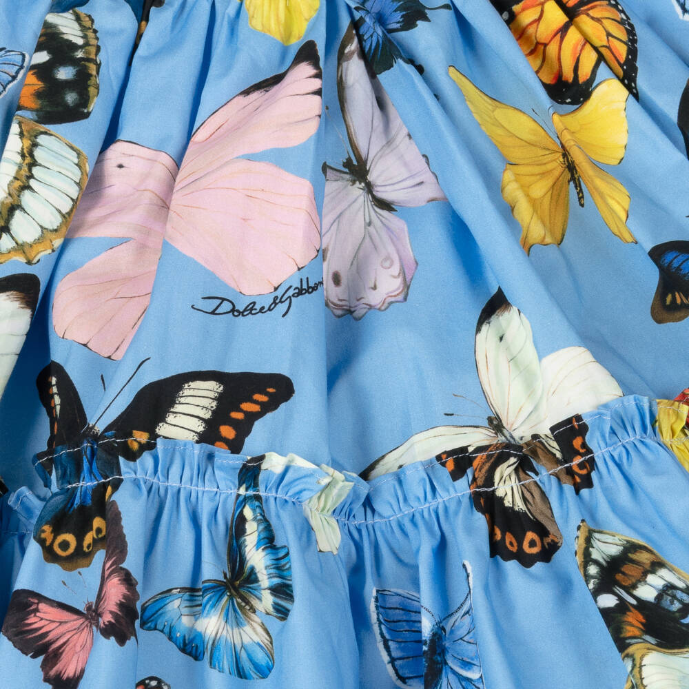 Dolce & Gabbana-Girls Whimsical Blue Butterfly Skirt | Childrensalon Outlet