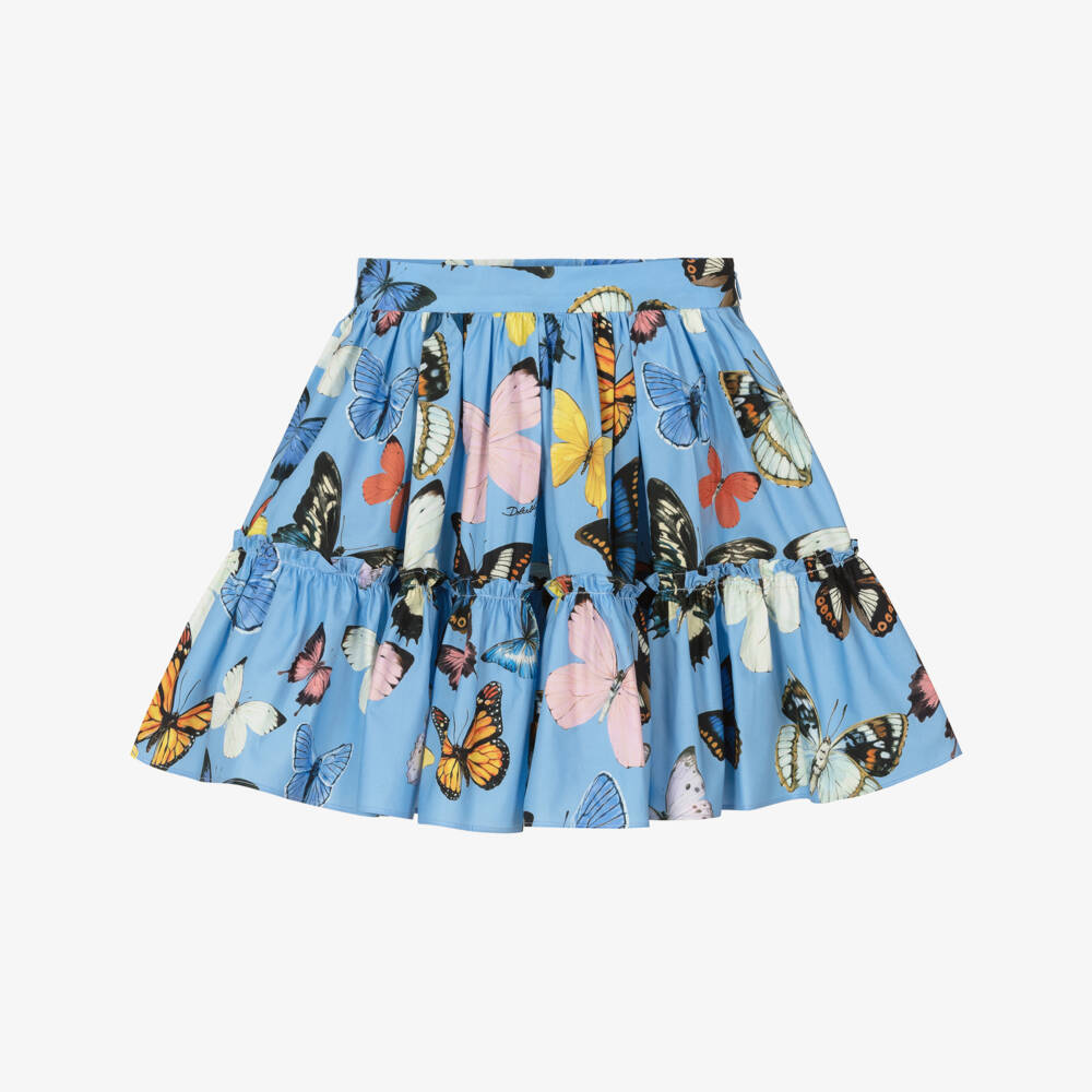 Dolce & Gabbana-تنورة زرقاء ساحرة للفتيات مزينة بالفراشات | Childrensalon Outlet