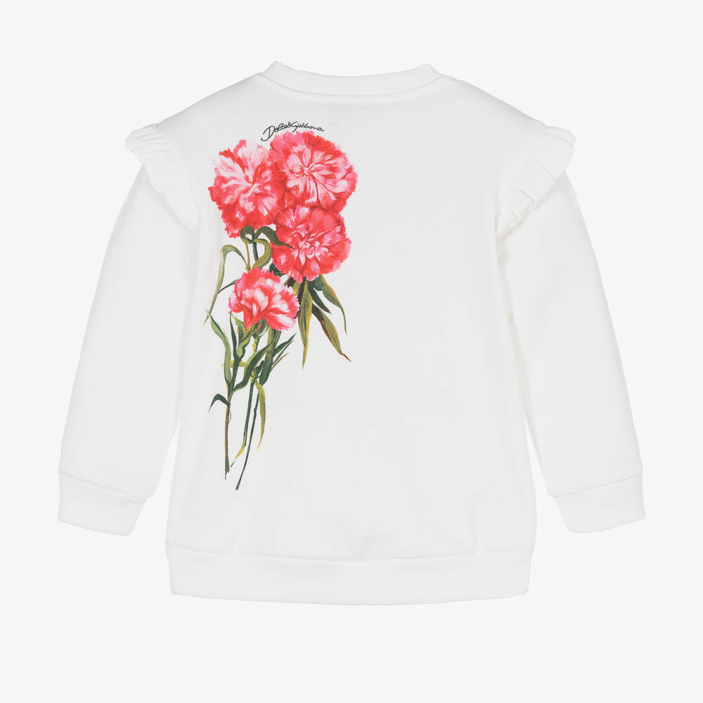 Dolce & Gabbana-Белый хлопковый свитшот с гвоздиками | Childrensalon Outlet