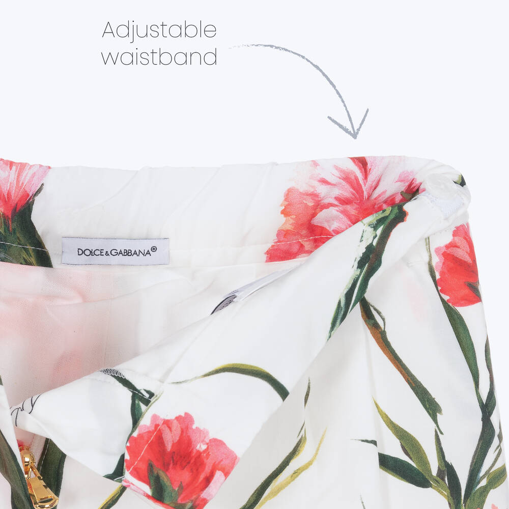Dolce & Gabbana-Girls White Carnation Print Shorts | Childrensalon Outlet