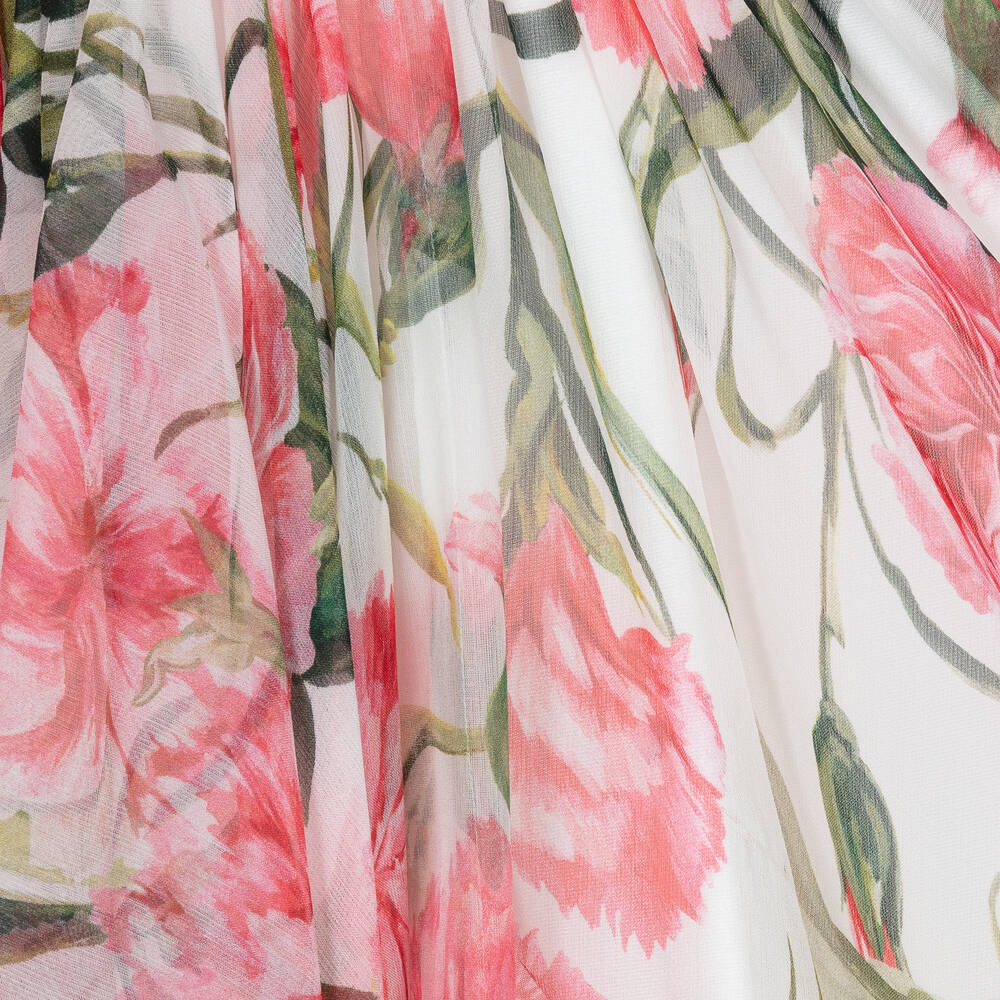 Dolce & Gabbana-Белое платье из шелка и шифона с гвоздиками | Childrensalon Outlet