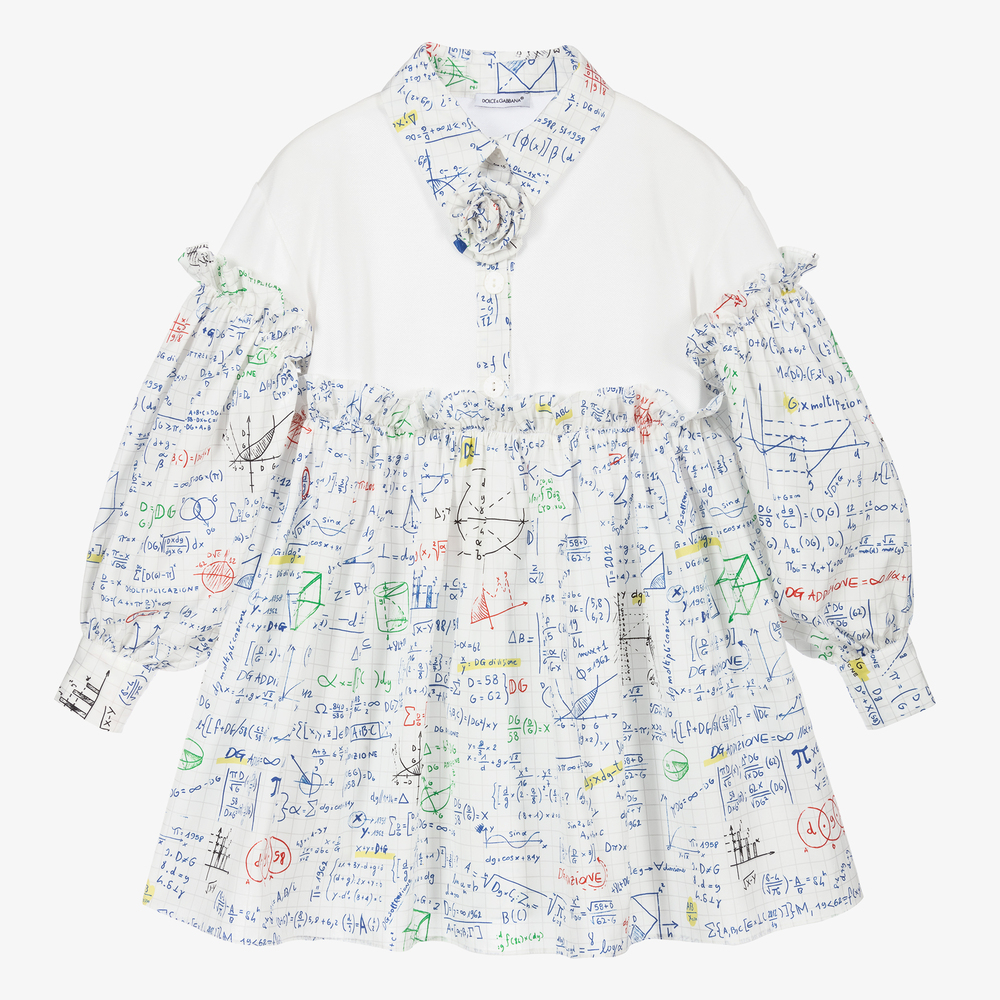 Dolce & Gabbana - Weißes Algebra-Baumwollkleid | Childrensalon