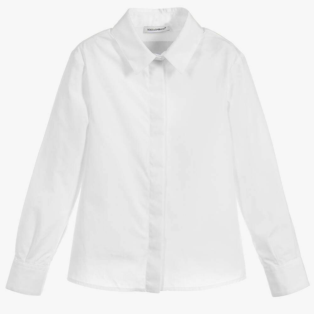 Dolce & Gabbana - Girls White Cotton Blouse | Childrensalon