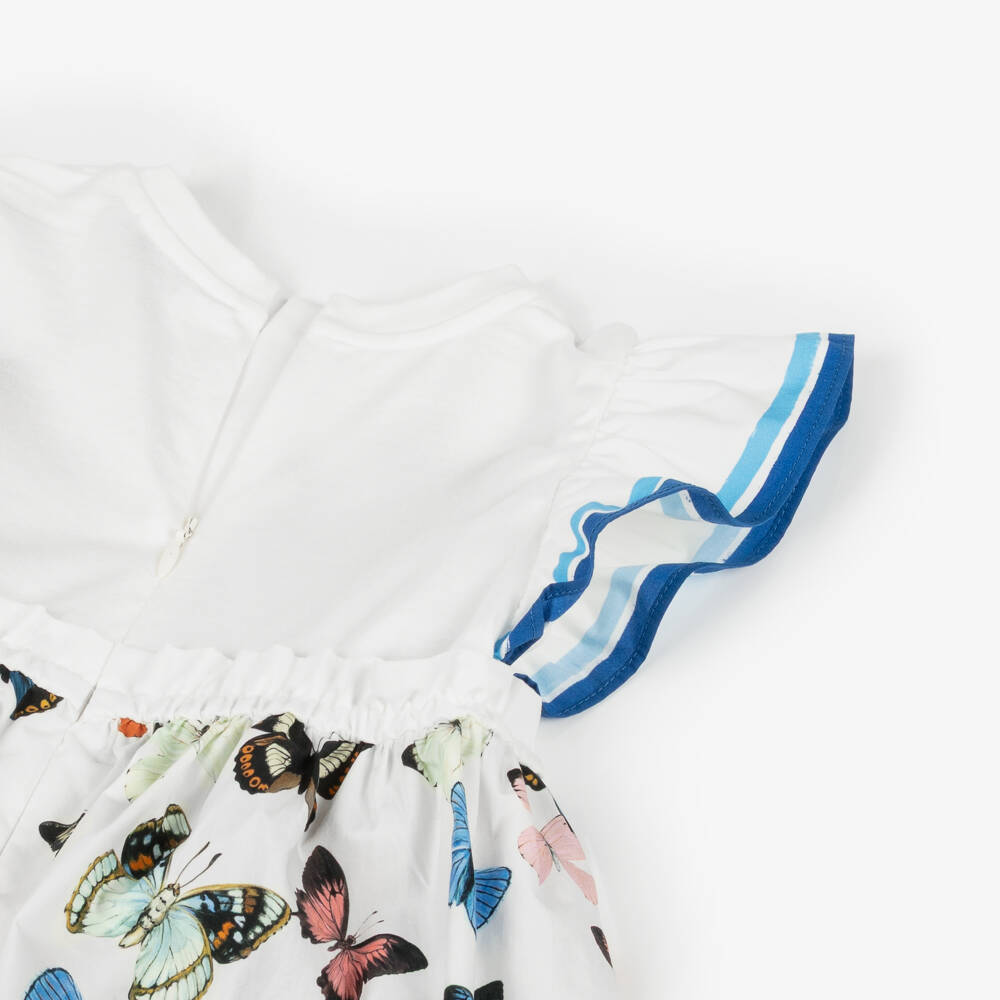 Dolce & Gabbana-Girls White Cotton Butterfly Dress | Childrensalon Outlet