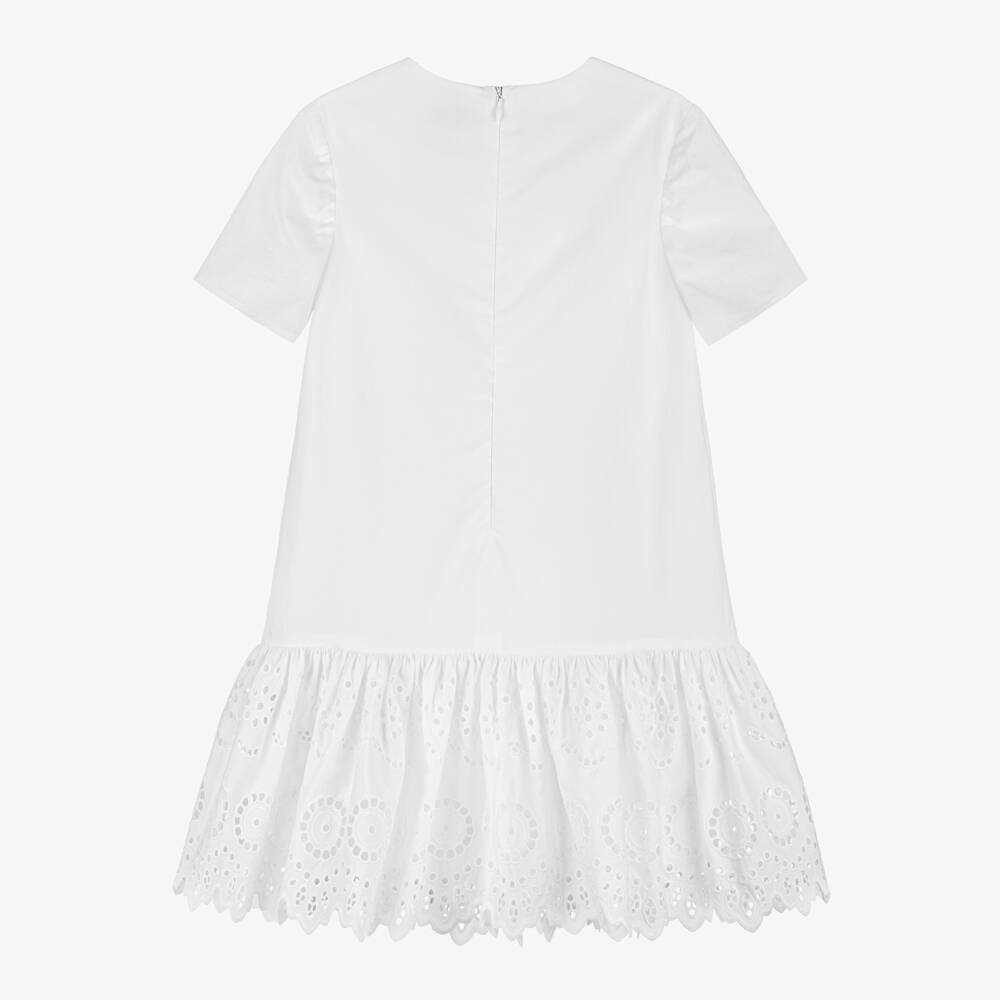Dolce & Gabbana-فستان برودري انجليز قطن لون أبيض | Childrensalon Outlet