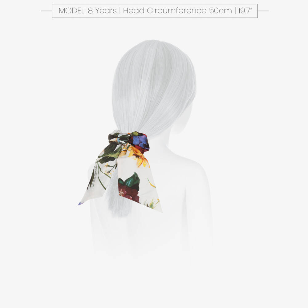 Dolce & Gabbana-Girls White Cotton Floral Hair Scrunchie | Childrensalon Outlet