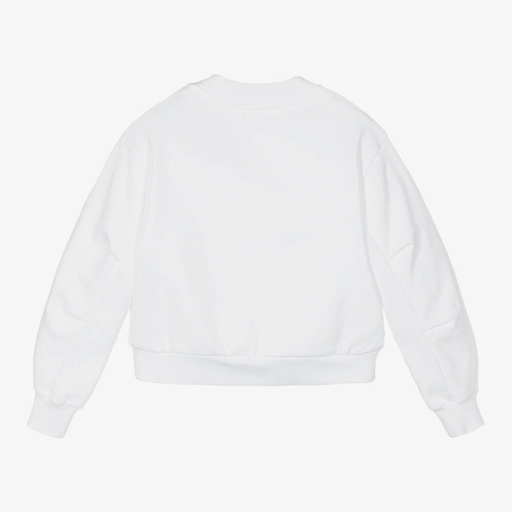 Dolce & Gabbana-Girls White Cotton Logo Sweatshirt | Childrensalon Outlet