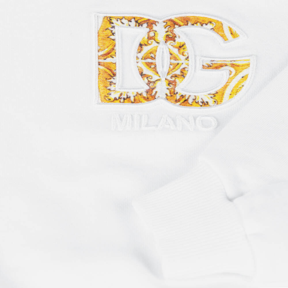 Dolce & Gabbana-Girls White Cotton Logo Sweatshirt | Childrensalon Outlet