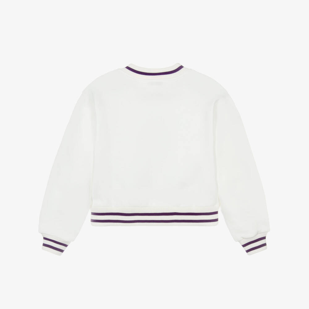 Dolce & Gabbana-Girls White Cotton Majolica Print Logo Sweatshirt | Childrensalon Outlet