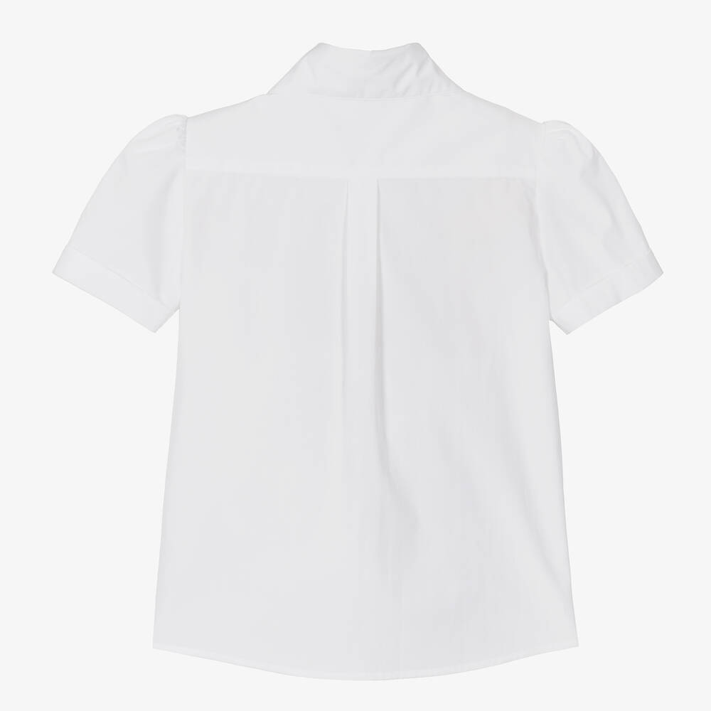 Dolce & Gabbana-Girls White Cotton Poplin Rose Blouse | Childrensalon Outlet